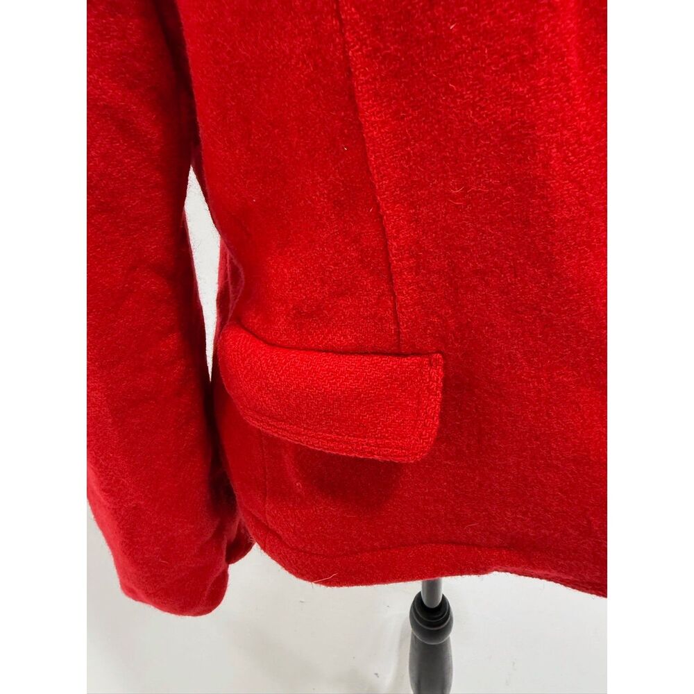 vintage red wool mandarin collar blazer w/ silver buttons - Picture 4 of 10